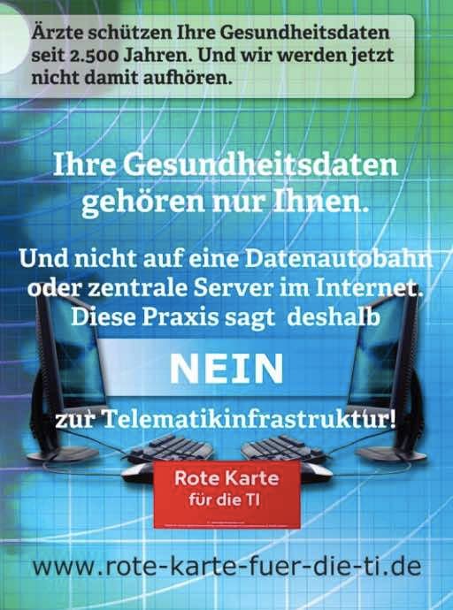 Plakat Nein zur Telematikinfrastruktur Plakat Nein zur Telematikinfrastruktur